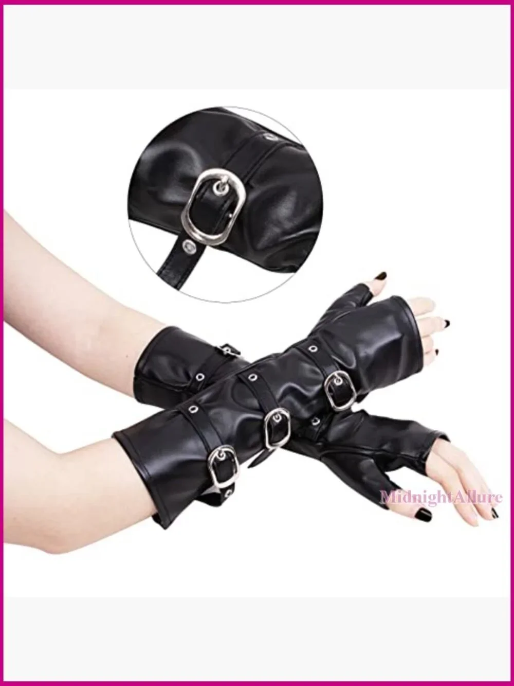 Fingerless PU Leather Half Palm Punk Gloves One Size Fits Most Women